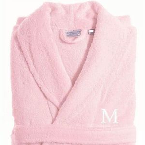 Linum Home 100% Turkish Cotton Personalized-M- Terry Bath Robe Pink- L/XL